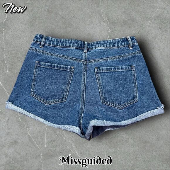 New NWT Missguided Sinner High Waisted Booty Short Vintage Blue sz 6 - Picture 5 of 6